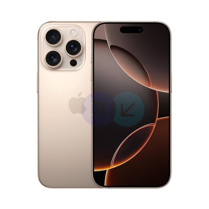 Apple iPhone 16 Pro in Desert Titanium with triple-lens rear camera and 6.3-inch OLED display,256GB