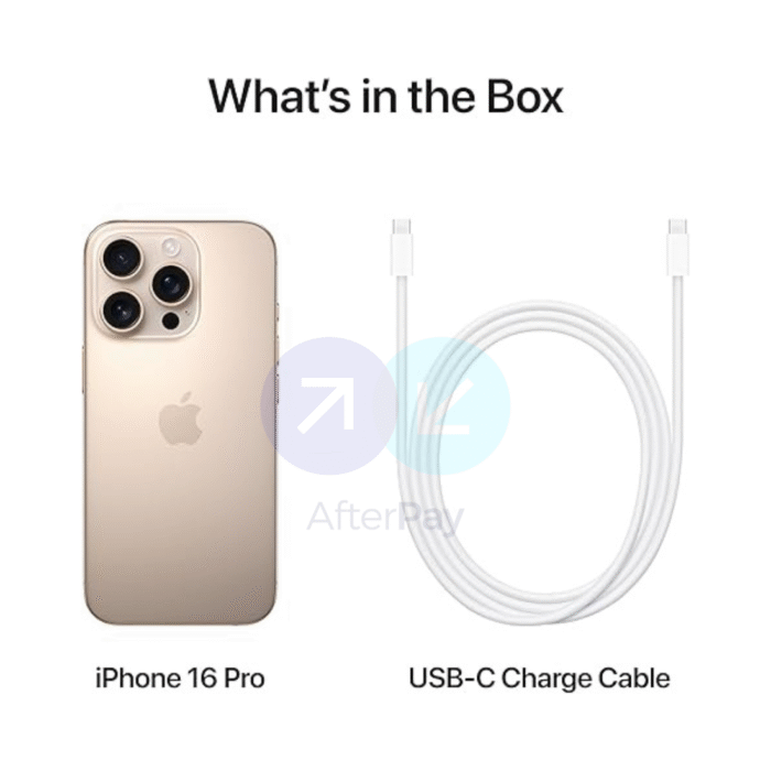 Apple iPhone 16 Pro in Desert Titanium with triple-lens rear camera and 6.3-inch OLED display,256GB