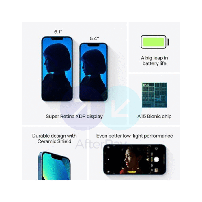 Apple iPhone 13 Blue 128GB with dual cameras and iOS 15 display